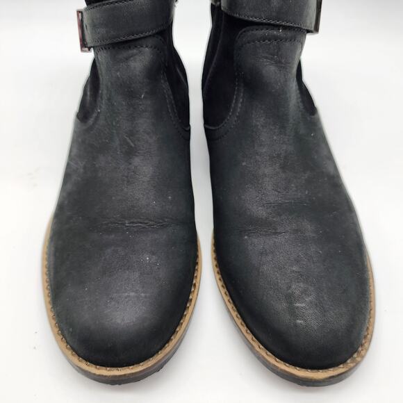 Clarks Camzin Strap Ankle Boots Black Leather Side Zip Buckle Bootie Size 8.5M - Picture 3 of 10